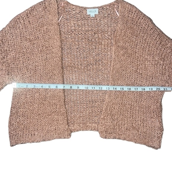 {EUC Crochet Cropped Le Lis Mauve Lt Pink Lightweight Cardigan Sweater Large} - Picture 7 of 8